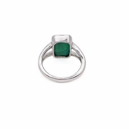 Zambian Emerald Pure Silver Ring - Lab Certified