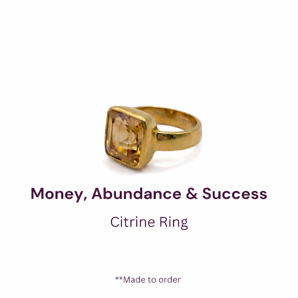 Classic Square Natural Citrine (Premium Stone) Panchdhatu Ring Lab Certified