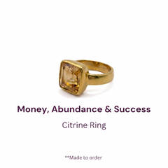 Classic Square Natural Citrine (Premium Stone) Panchdhatu Ring Lab Certified