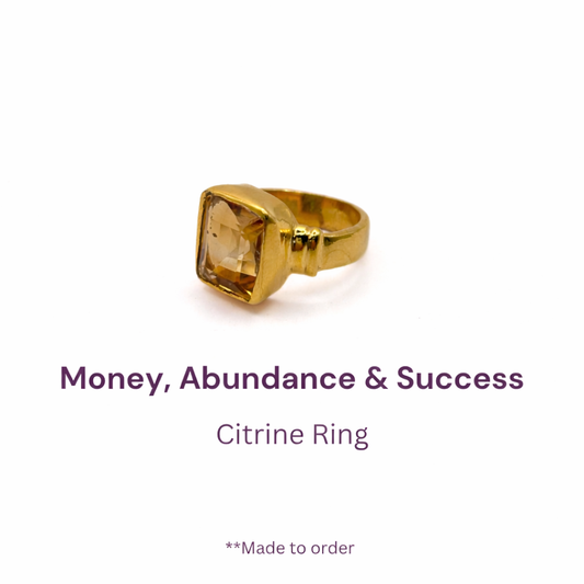 Twinline Square Natural Citrine (Premium Stone) Panchdhatu Ring Lab Certified- AAA Quality Stone