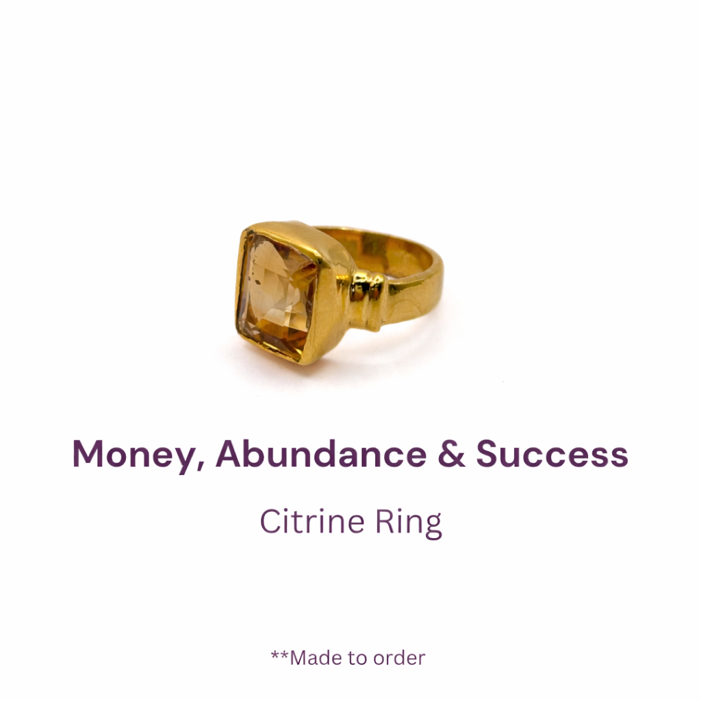 Twinline Square Natural Citrine (Premium Stone) Panchdhatu Ring Lab Certified