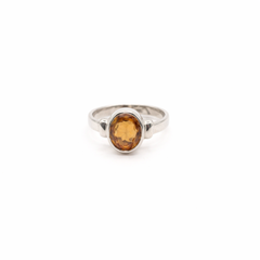 Elegance Natural Citrine (Premium Stone) Pure Silver Ring Lab Certified