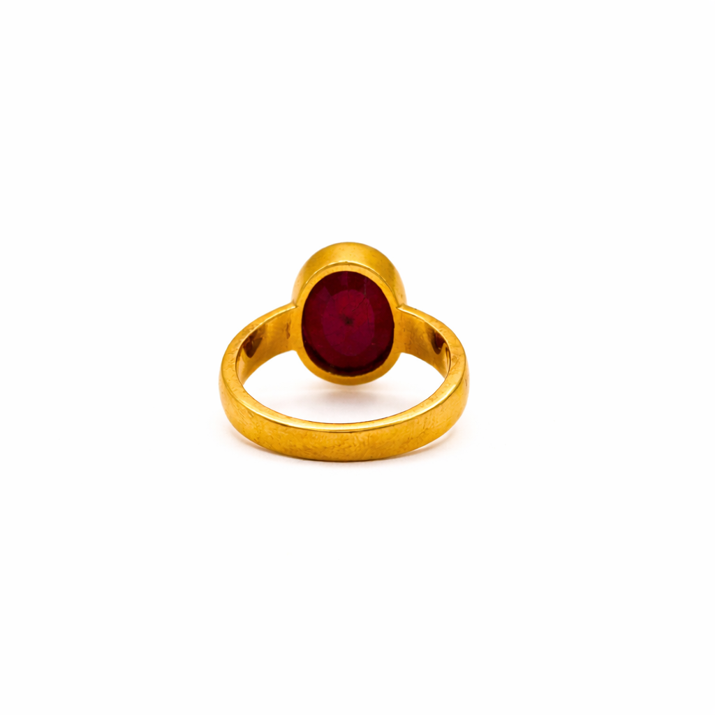 7.46 Carat Natural African Ruby Ring - Panchdhatu - Prong Setting Design