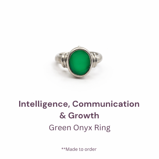 Green Onyx Pure Silver Ring - Lab Tested & Certified