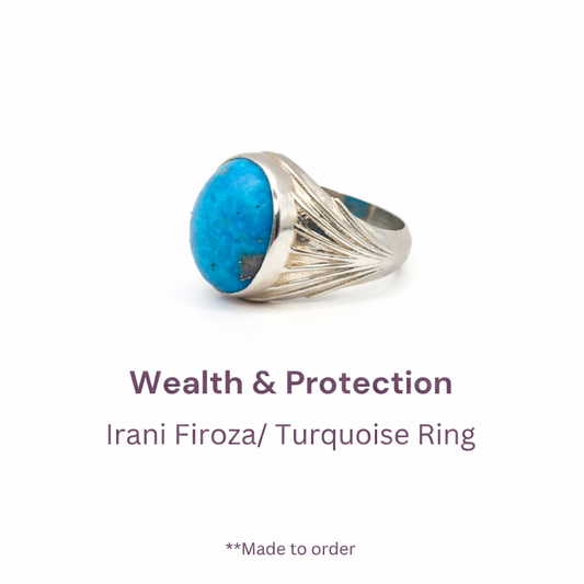 Celestia Irani Firoza Ring (Turquoise) Stone Pure Silver Ring