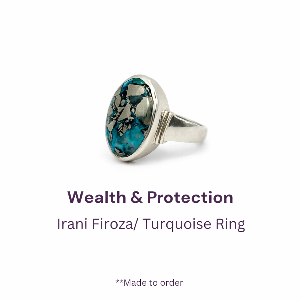 Mystic Irani Firoza Ring (Turquoise) Pure Silver Ring