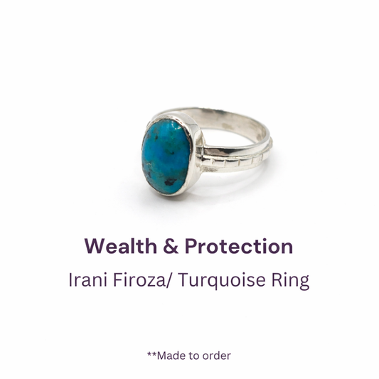 Natural Irani Firoza Ring (Turquoise) Pure Silver Ring
