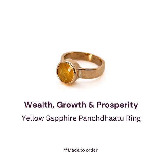 Classic Natural Yellow Sapphire Pukhraj (Thailand) Panchdhatu Ring