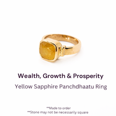 Natural Yellow Sapphire Pukhraj Certified Panchdhatu Ring (Panchdhatu)