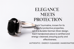 Minimalist Black Tourmaline German Silver Ring