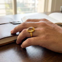 Natural Citrine (Premium Stone) Panchdhatu Ring Lab Certified D1