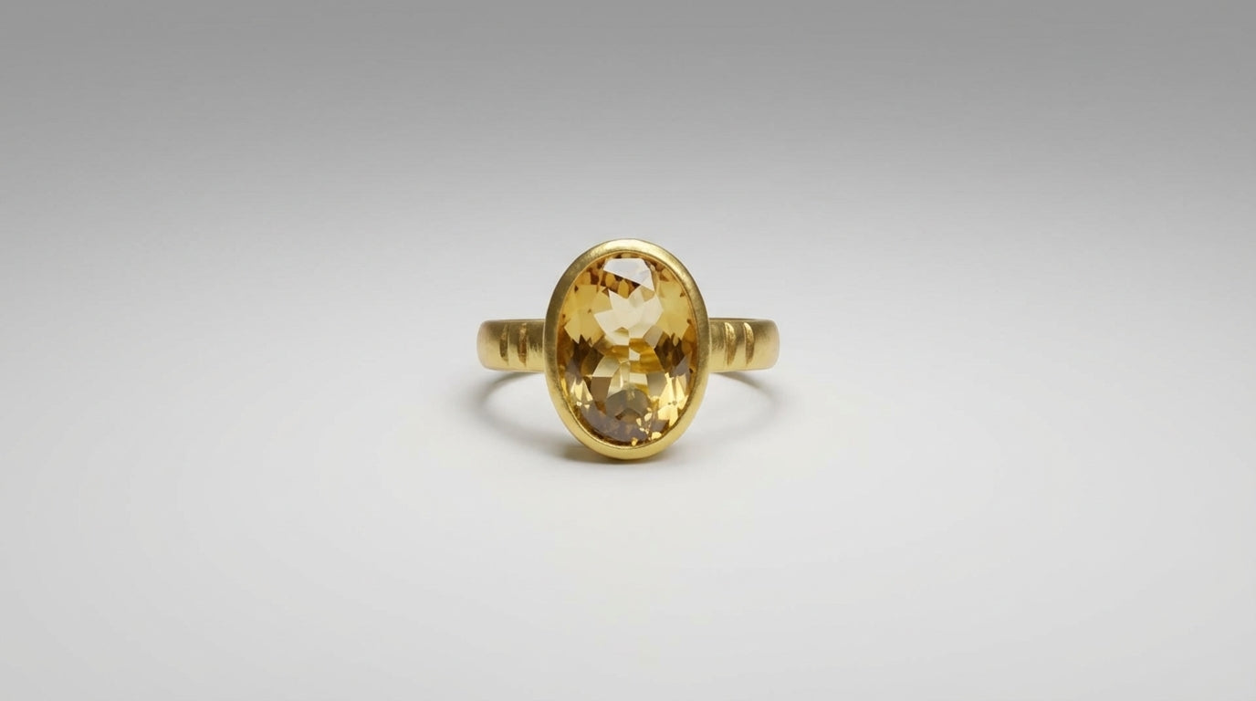 Natural Citrine Panchdhatu Ring Lab Certified (Pukhraj Substitute)- AAA Quality Stone