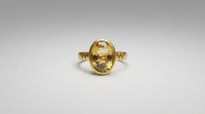 Natural Citrine Panchdhatu Ring Lab Certified (Pukhraj Substitute)- AAA Quality Stone