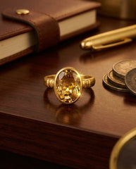 Natural Citrine (Premium Stone) Panchdhatu Ring Lab Certified D1