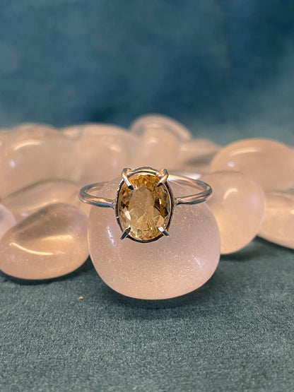 Citrine/ Sunela German Silver Ring-Medium Stone