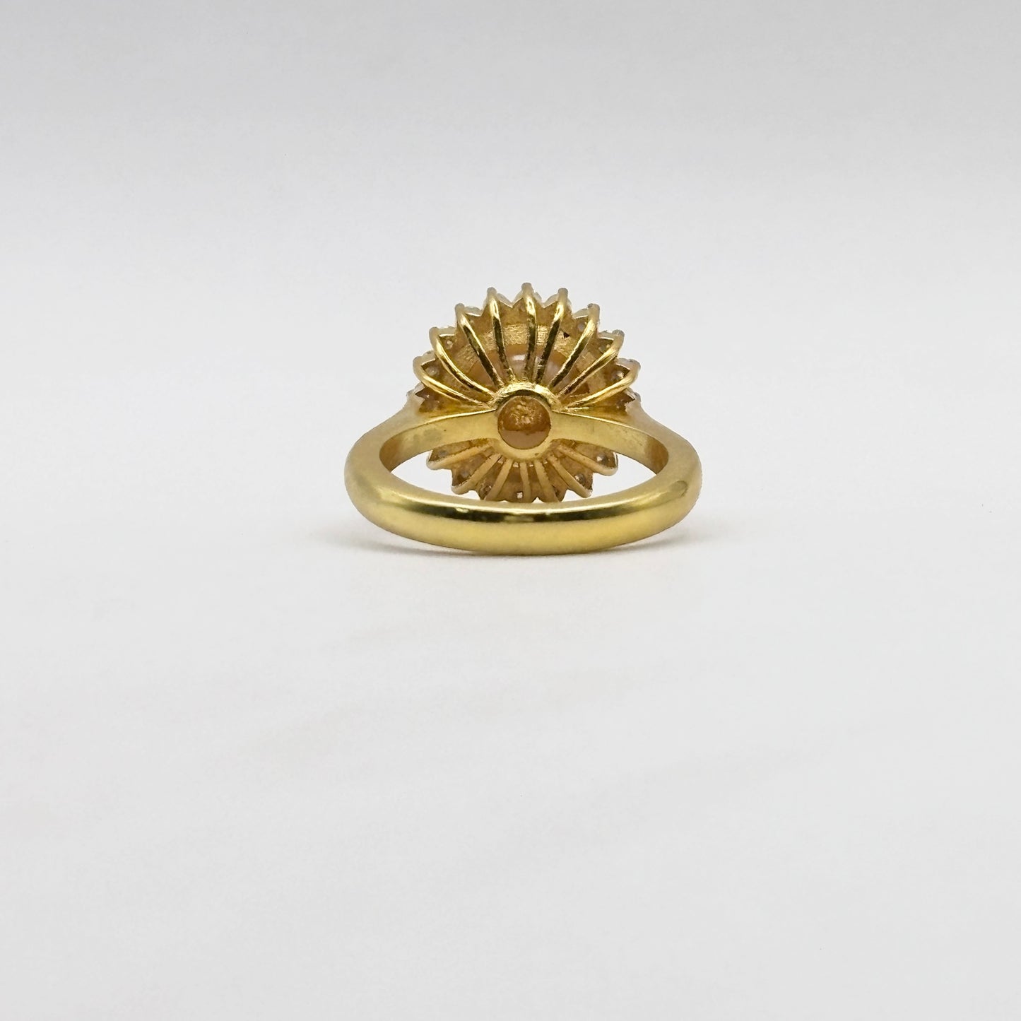 Gold Polish Pearl Moissanite Ring - Moti Ring - 925 Silver