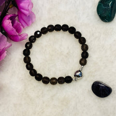Stability & Grounding Bracelet - Magnetic Emclosure Smoky Quartz Bracelet - 8mm
