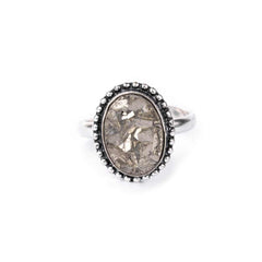 Raksha Bandhan Gift for Sister - Pyrite Ring Oval Dotted Adjustable