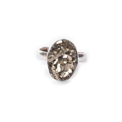 Pyrite Pure Silver Ring Adjustable