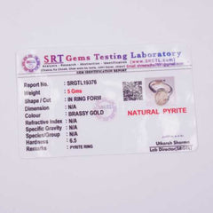 SRT Gems Testing Laboratory identification card on a white background