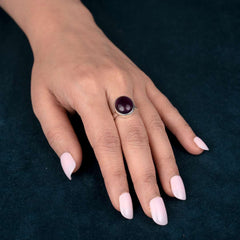 Amethyst Pure Silver Ring - Adjustable