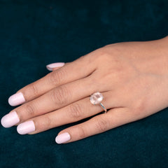 Minimalist Rose Quartz German Silver Ring