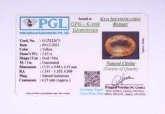 5.63 Carat Citrine Sunela- Natural & Lab-Certified