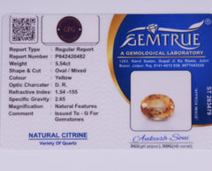 5.54 Carat Citrine Sunela- Natural & Lab-Certified