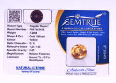 7.29 Carat Citrine Sunela- Natural & Lab-Certified
