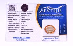 7.96 Carat Citrine Sunela- Natural & Lab-Certified