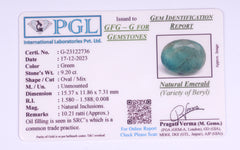 9.20 Carat Natural Green Emerald/Panna - Natural & Lab Certified- PGL2736