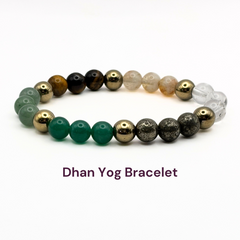 AstroJeet Dhan Yog&nbsp Bracelet, Combo of Pyrite, Citrine, Green Aventurine, Green Jade, Clear quartz, Golden Hematite and Tiger Eye