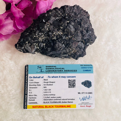 Natural Raw Black Tourmaline Cluster/ Stone - 260 gm