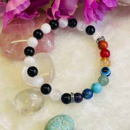 Seven Chakra - Tourmaline and Selenite Combo Bracelet - Natural