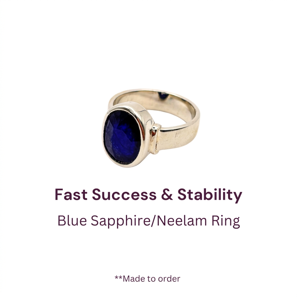 Neelam - Blue Sapphire Pure Silver Ring - Certified