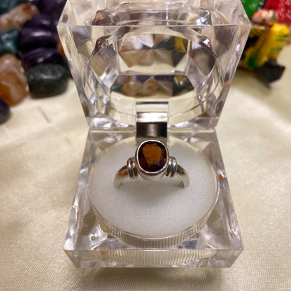 5 Carat Natural African Gomed/Garnet/Hessonite Pure Silver Ring-Customised