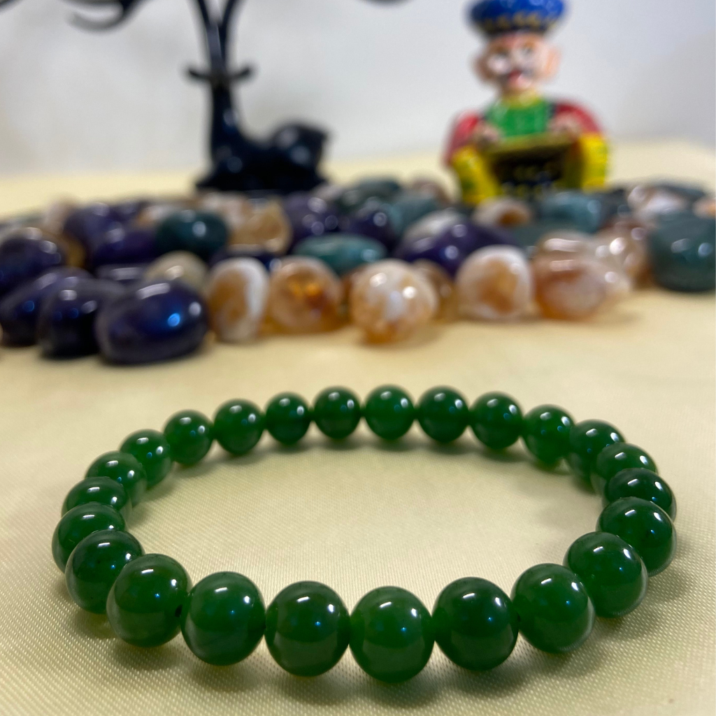 Insomnia, Friendship & Glowing Skin Bracelet - Green Jade - 8mm