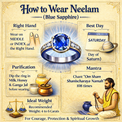 Neelam - Blue Sapphire (Burma Origin) Pure Silver Ring - Certified