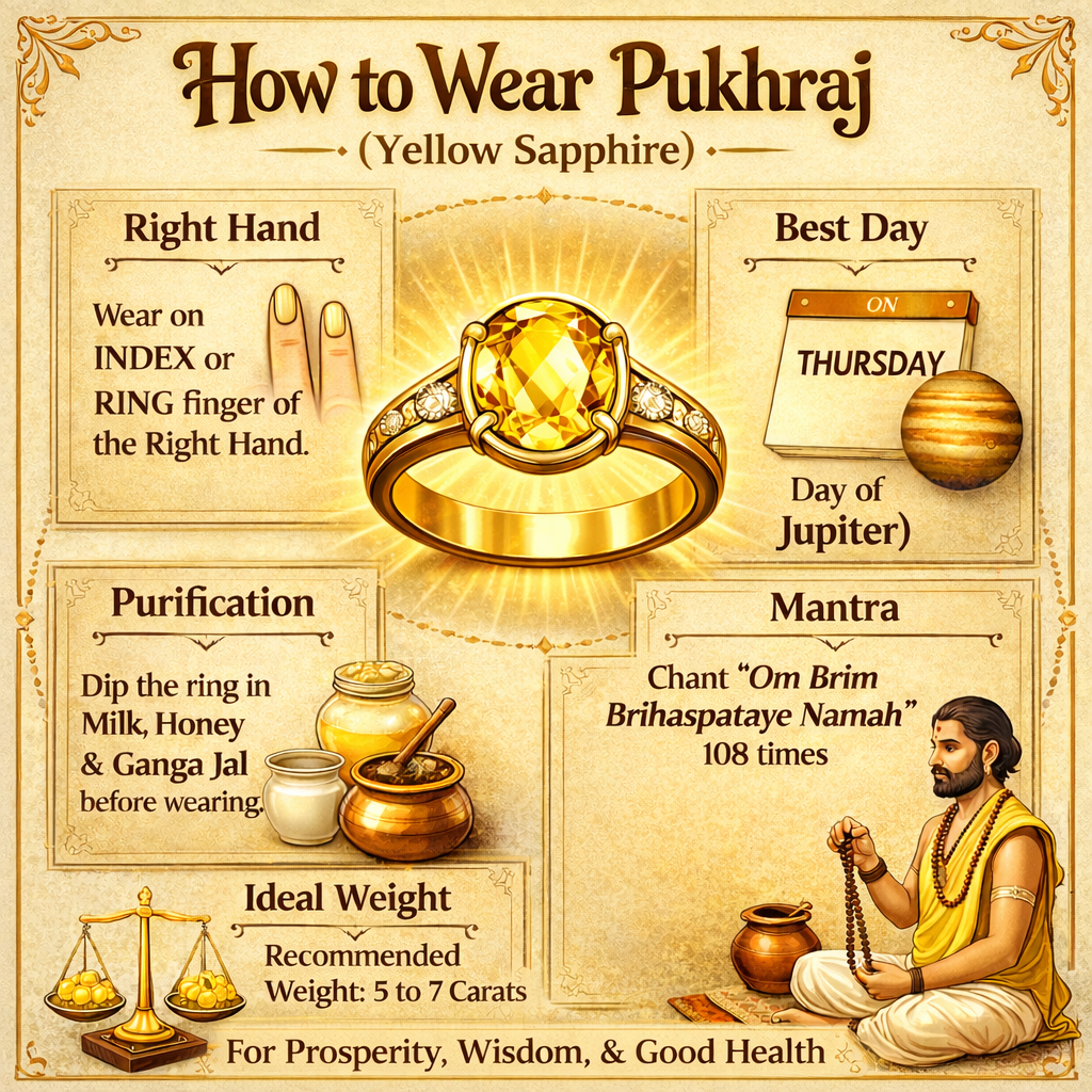 Natural Ceylon Srilankan Yellow Sapphire Pukhraj in Panchdhatu Ring (Srilankan Stone)