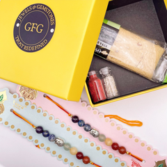 Seven Chakra Crystal Rakhi | Roli Chawal & Sweet | Pack of 2