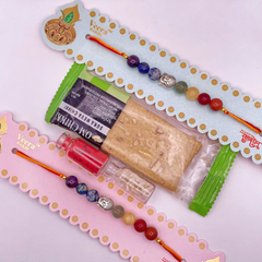 Seven Chakra Crystal Rakhi | Roli Chawal & Sweet | Pack of 2