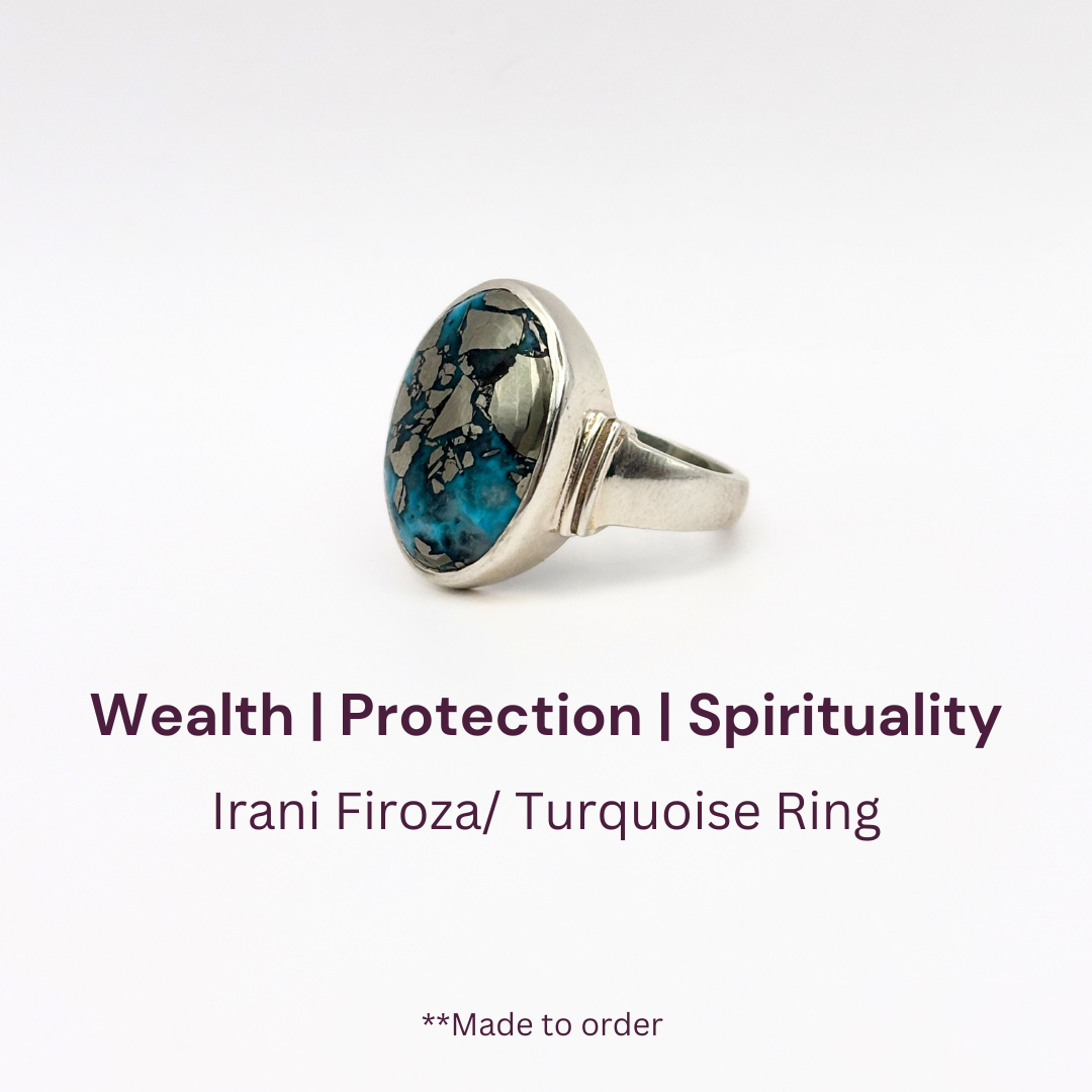 Mystic Irani Firoza Ring (Turquoise) 925 Pure Silver Ring