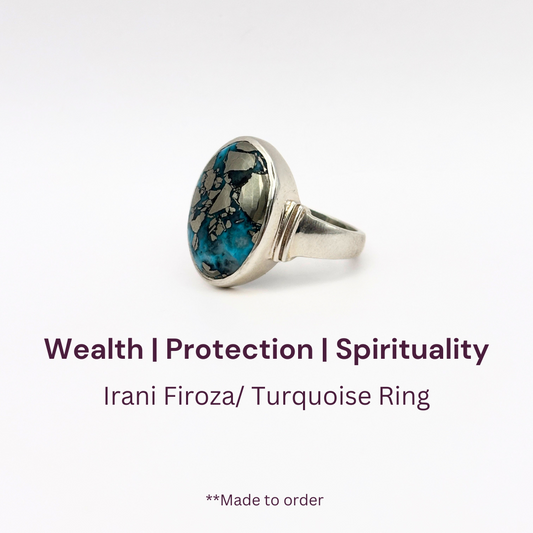 Mystic Irani Firoza Ring (Turquoise) 925 Pure Silver Ring