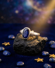 Neelam - Blue Sapphire (Thailand) Pure Silver Ring - Certified