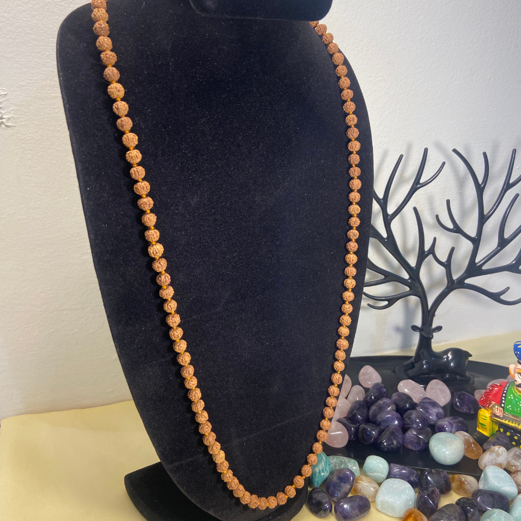 Nepali Panchmukhi Rudraksh Mala (6 mm)- Protection, Confidence & Calmness -  Original from Nepal Mountains - Mahakumbh Special- 6 mm