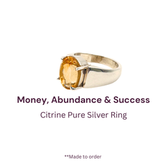 Natural Citrine (Premium Stone) Pure Silver Ring Lab Certified D3