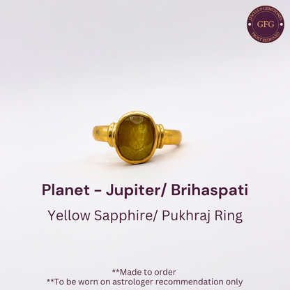 5 Carat Natural Srilankan Yellow Sapphire Pukhraj Panchdhatu Ring