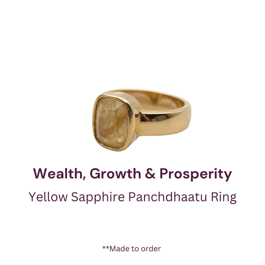 Natural Yellow Sapphire Pukhraj Panchdhatu Ring (Burma)