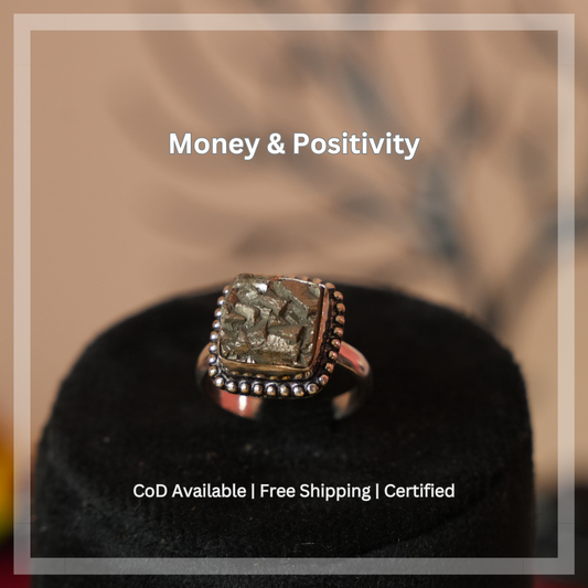 Pyrite Ring Original Natural Square Dotted Adjustable