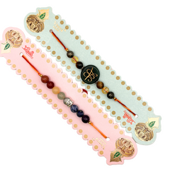 Seven Chakra & ZIbu Money Magnet Round Rakhi | Roli Chawal & Sweet | 2 Rakhis